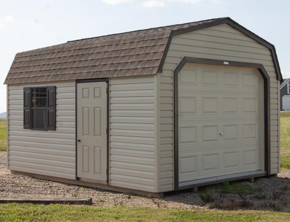 12x16 Dutch Barn Roof Portable Garage Building With Vinyl Siding and Loft Inside